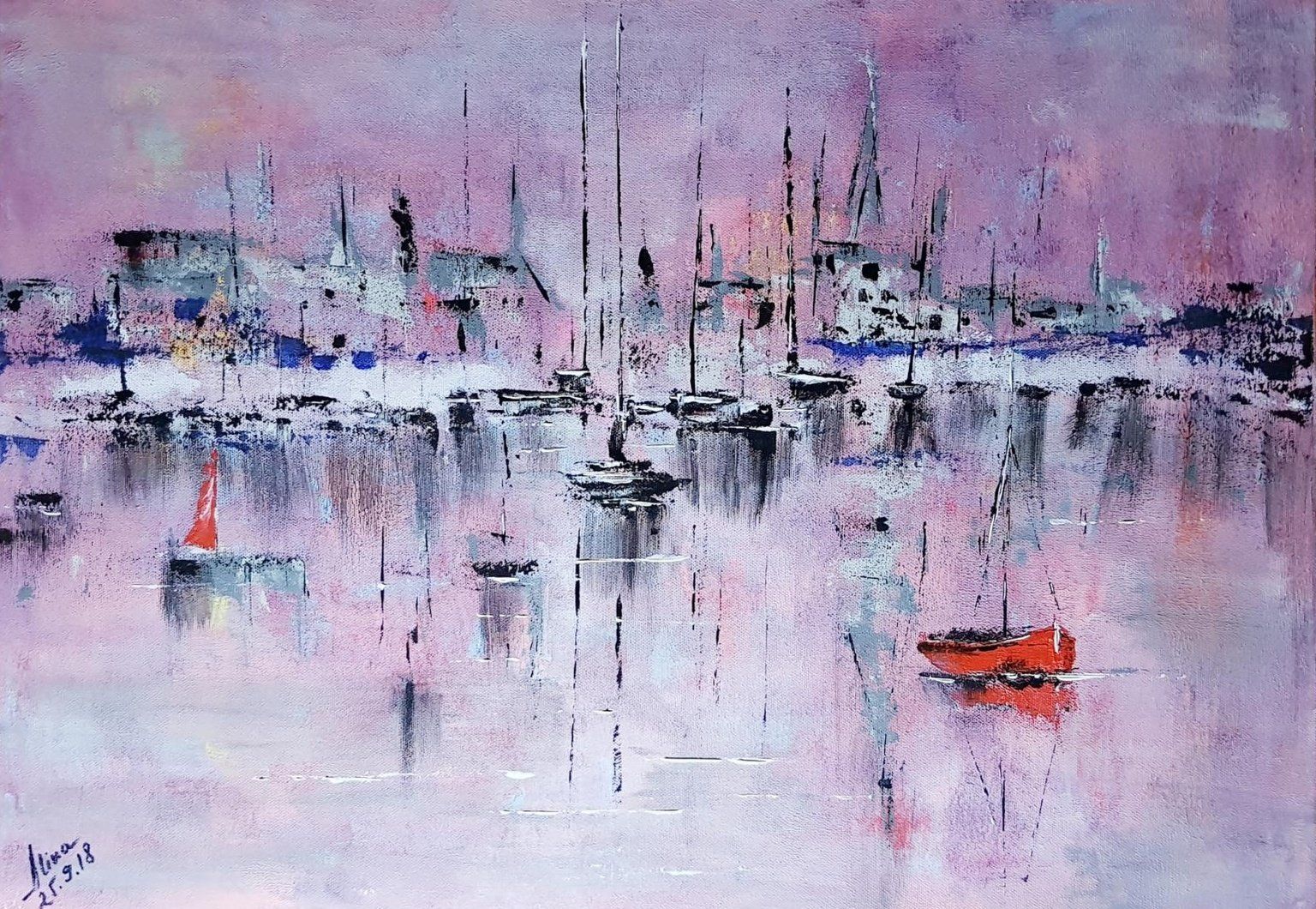 ArteDiAlina.com painting: little red boat